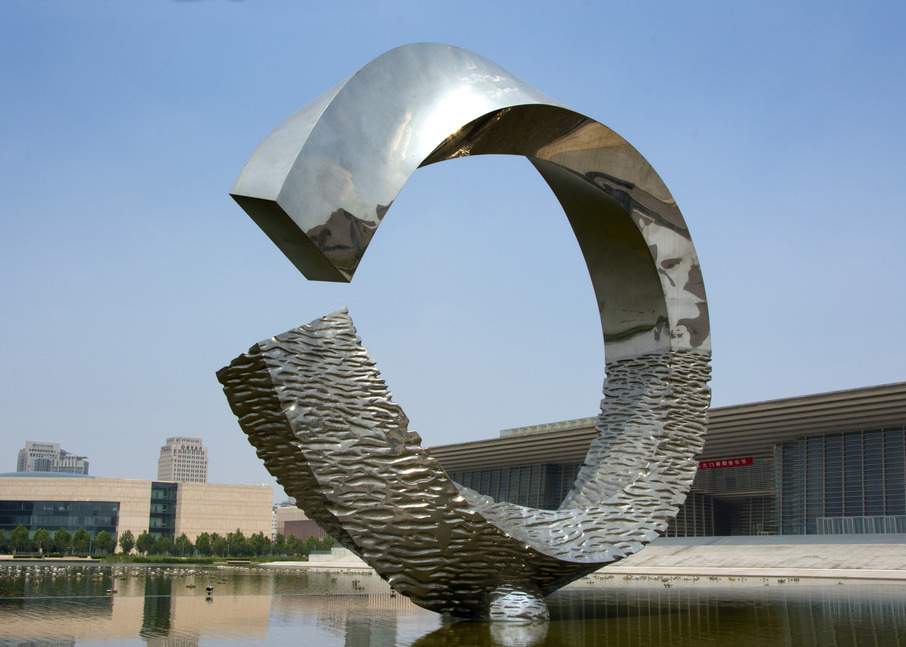 碧波圆环镜面不锈钢雕塑