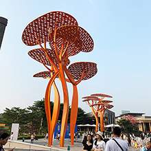 大型不锈钢云朵树造型雕塑