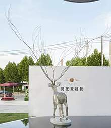 售楼处镂空不锈钢编织鹿造型雕塑