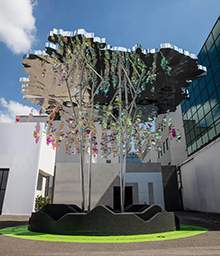 镜面不锈钢树形广场休息遮阳亭景观亭造型雕塑