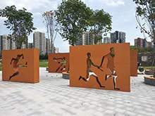 校园雕塑学校雕塑锈板景墙运动人物景墙雕塑