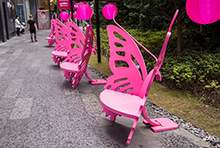 街道美陈蝴蝶造型美陈休息座椅不锈钢坐凳商业街坐凳美陈