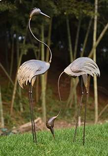 仙鹤雕塑火烈鸟雕塑铁艺仙鹤铸铜仙鹤水景摆件现代雕塑