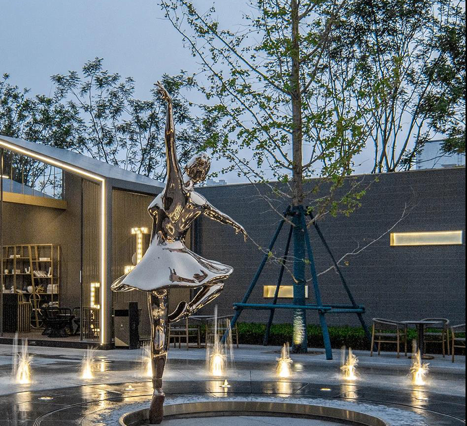 芭蕾舞镜面不锈钢舞蹈雕塑