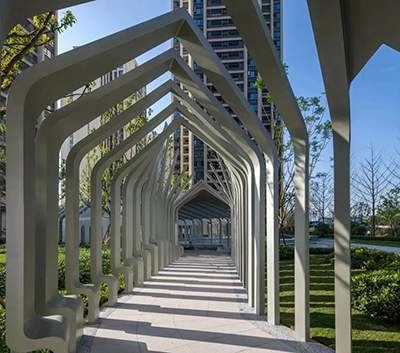 光影交错的园林景观廊架金属廊架造型