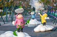 商业街卡通睡梦娃娃玻璃钢雕塑摆件