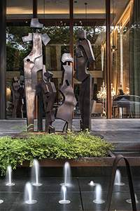 不锈钢石材抽象人物群体雕塑摆件